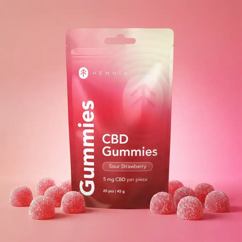 CBD Gummies, Strawberry, 100 mg CBD, 20 pcs x 5 mg, 45 g