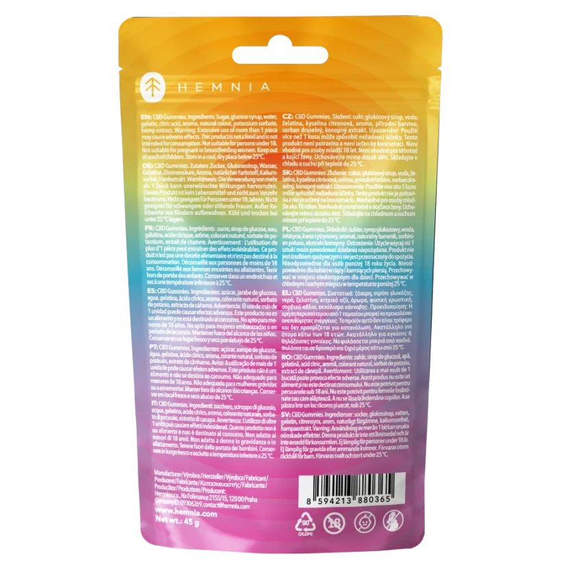 CBD Gummies Bears, Cherry, Kiwi, Pineapple, Strawberry, 100 mg CBD, 20 pcs x 5 mg, 45 g – foto 2